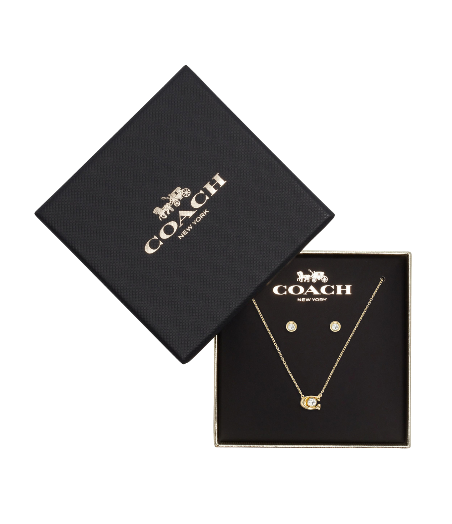 37412845GLD-Signature Necklace & Earring Set-Crystal/Gold
