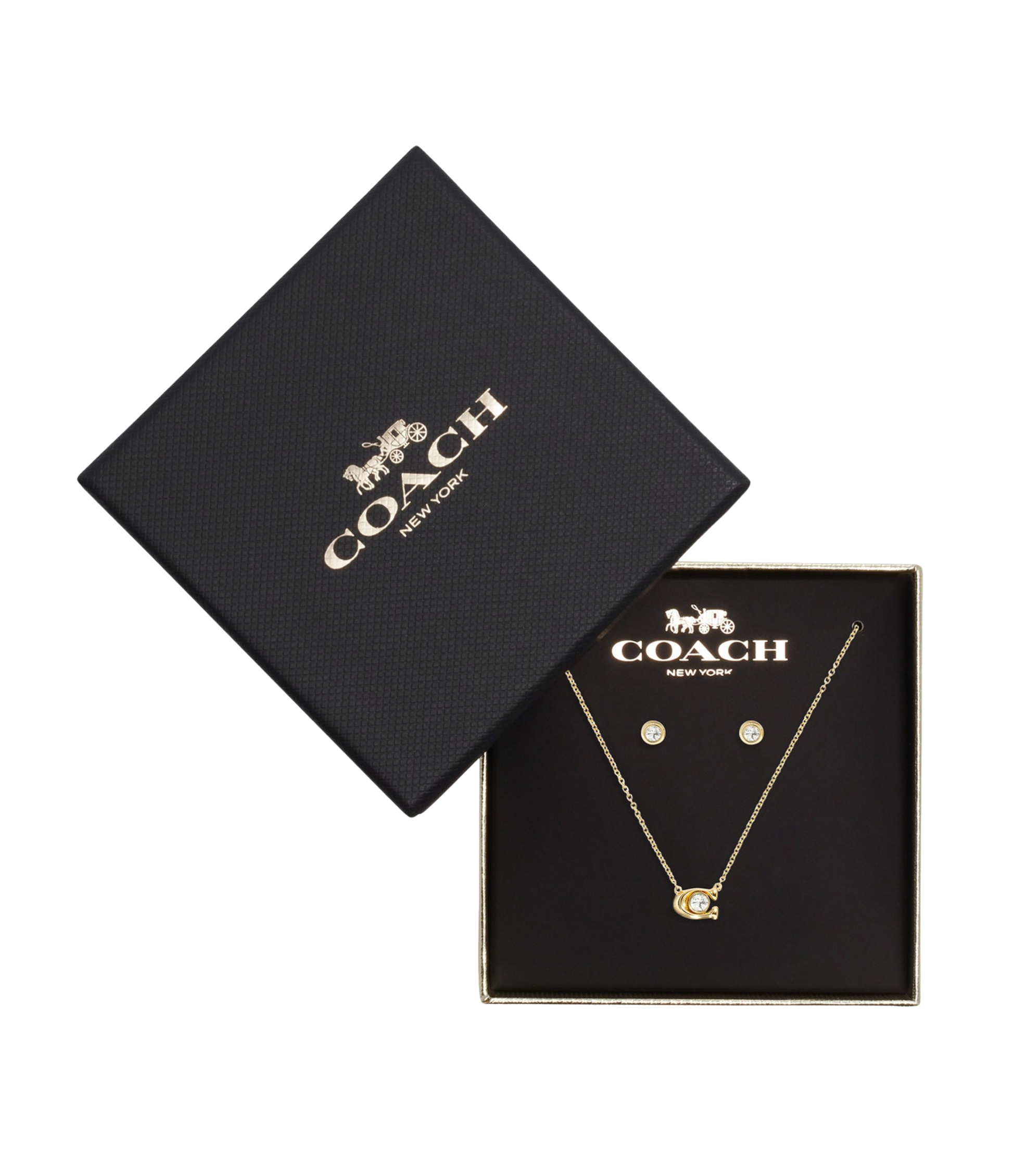 37412845GLD-Signature Necklace & Earring Set-Crystal/Gold