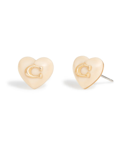 37422706GLD-Signature Heart Stud Earrings-Blush/Gold
