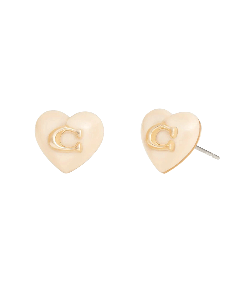 37422706GLD-Signature Heart Stud Earrings-Blush/Gold