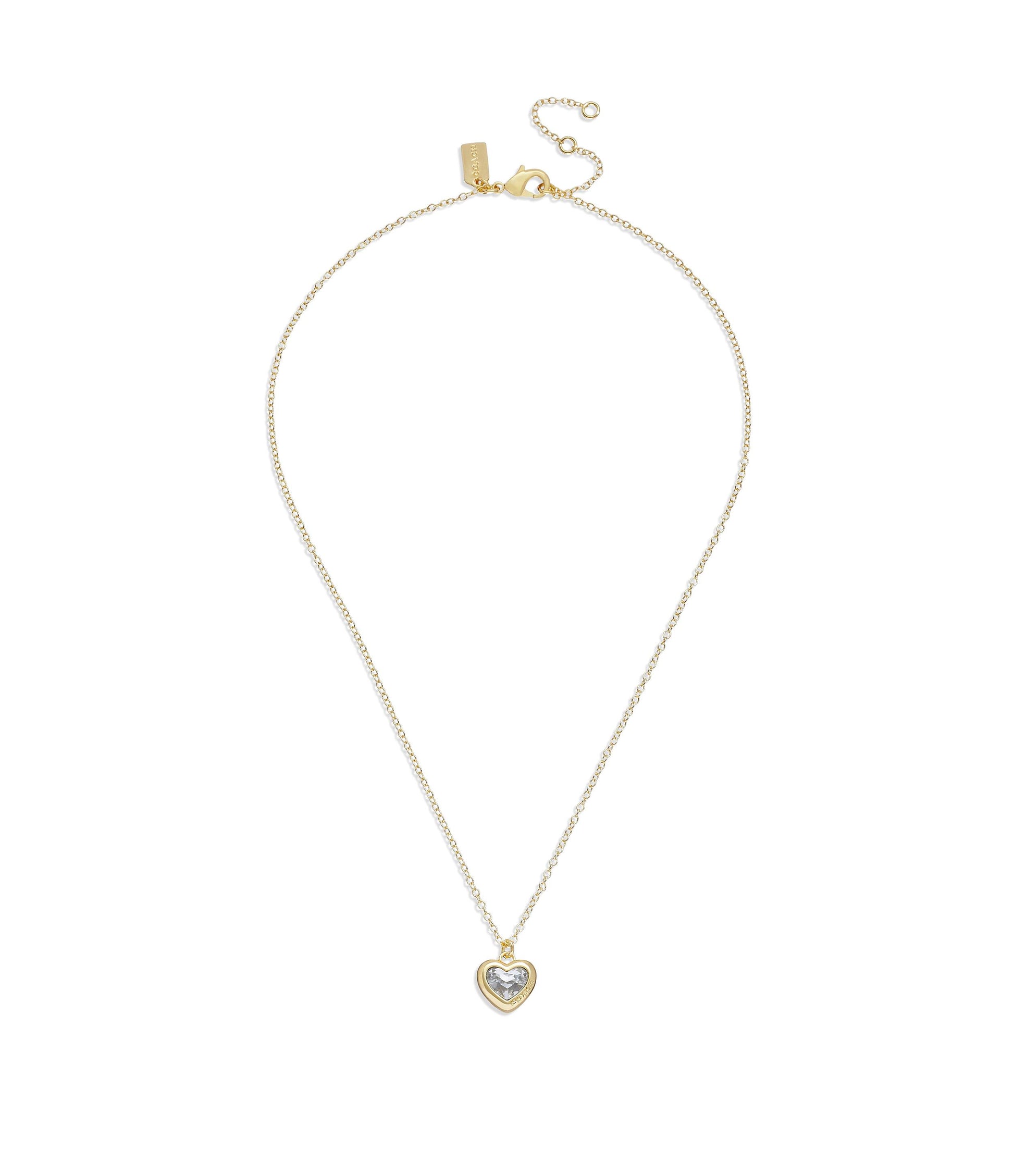 37422735GLD-Heart Pendant Necklace-Crystal