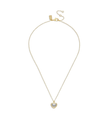 37422735GLD-Heart Pendant Necklace-Crystal