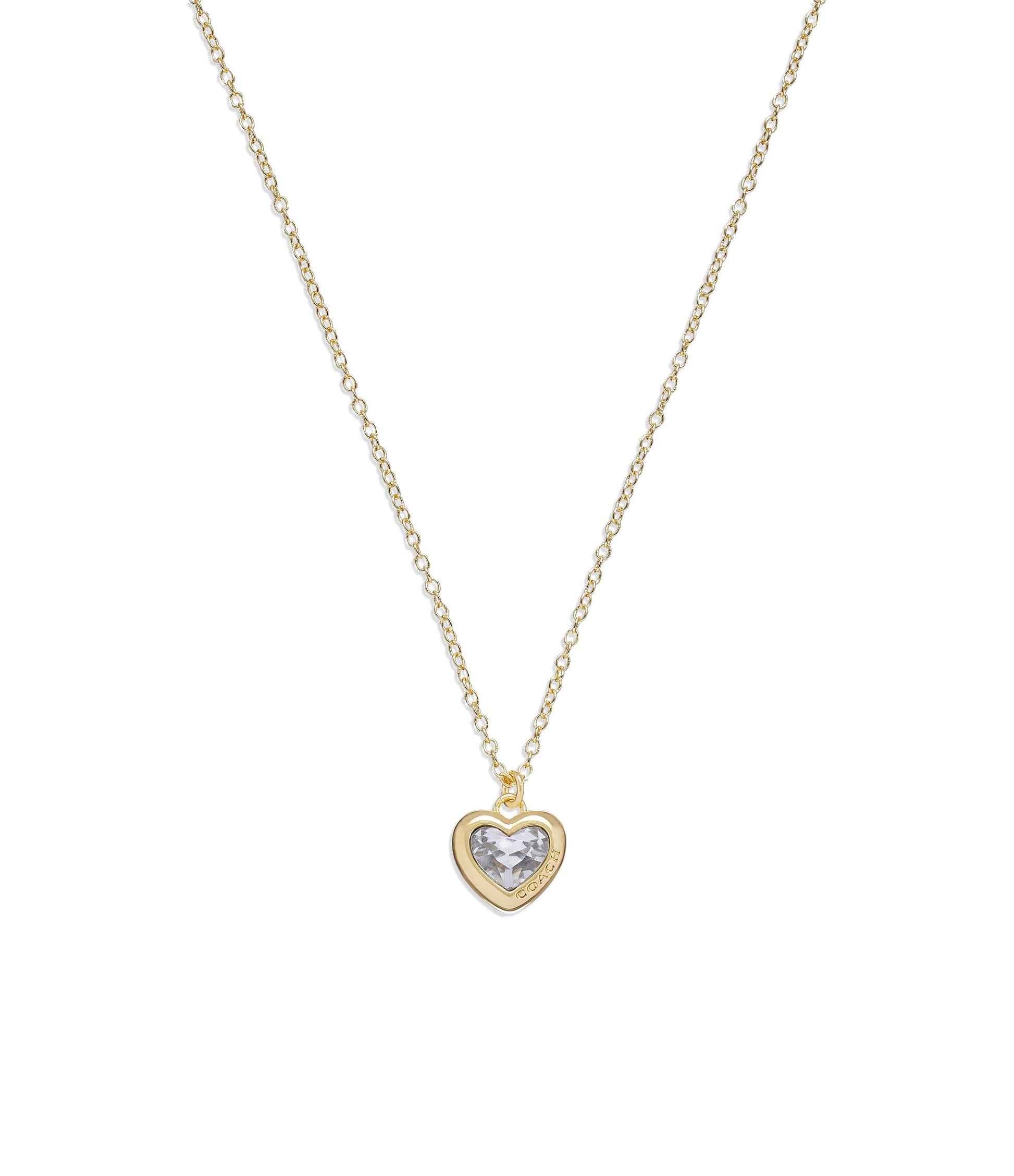 37422735GLD-Heart Pendant Necklace-Crystal