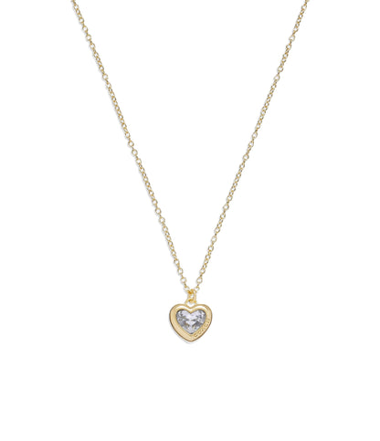 37422735GLD-Heart Pendant Necklace-Crystal