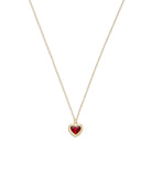 37422735GLD-Heart Pendant Necklace-Red Crystal/Gold 