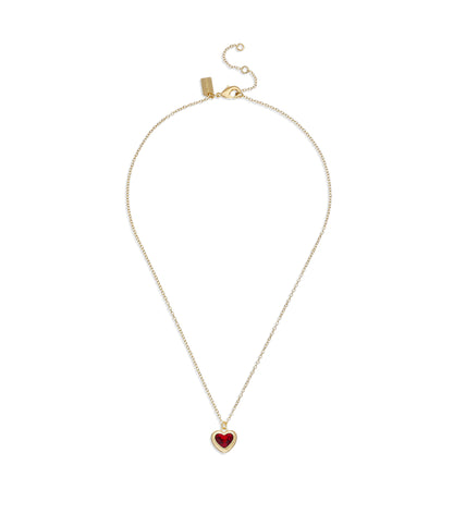 37422735GLD-Heart Pendant Necklace-Red Crystal/Gold 