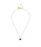 37422735GLD-Heart Pendant Necklace-Red Crystal/Gold 