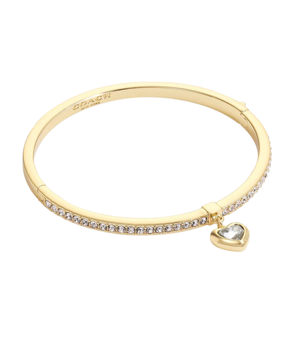 37422737GLD-Heart Charm Bangle-CRYSTAL