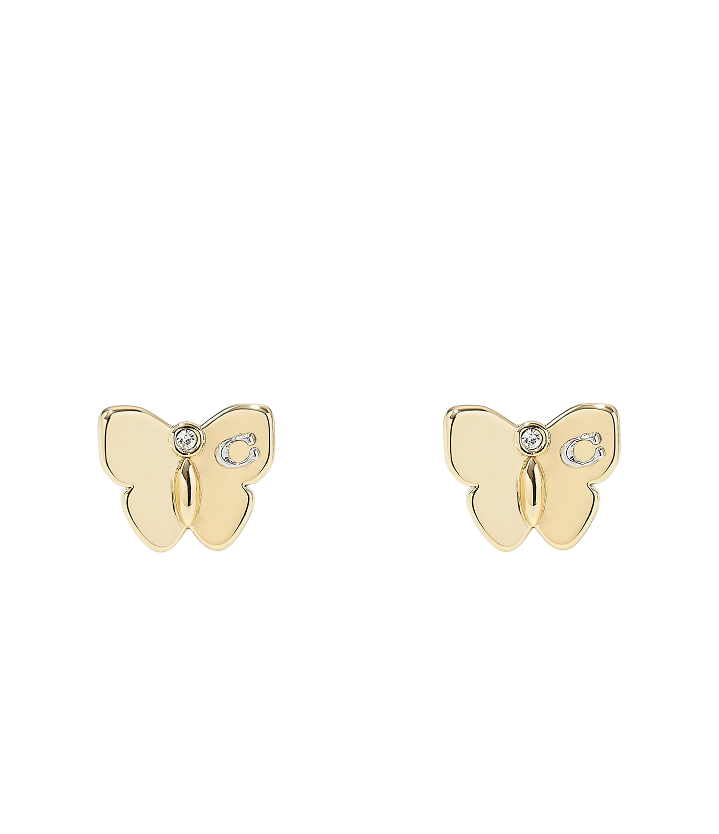 37423839GLD-Signature Butterfly Stud Earrings-Shiny Gold