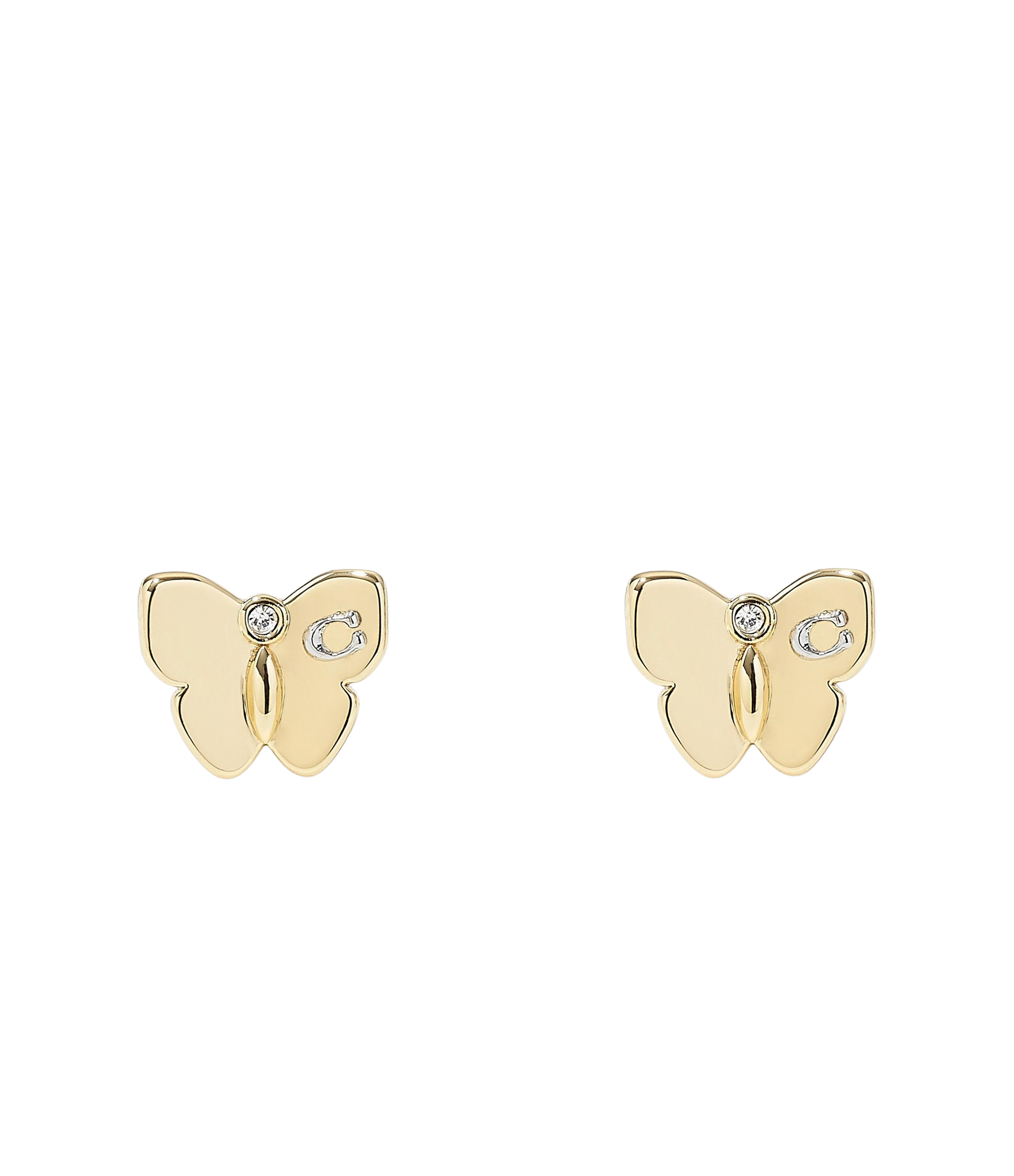 37423839GLD-Signature Butterfly Stud Earrings-Shiny Gold