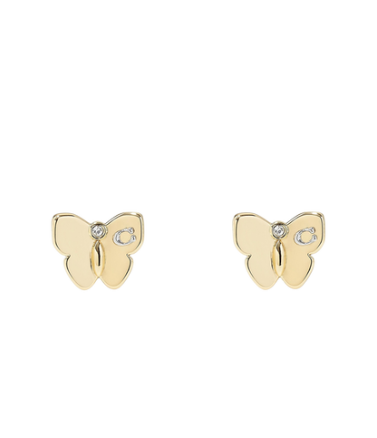 37423839GLD-Signature Butterfly Stud Earrings-Shiny Gold