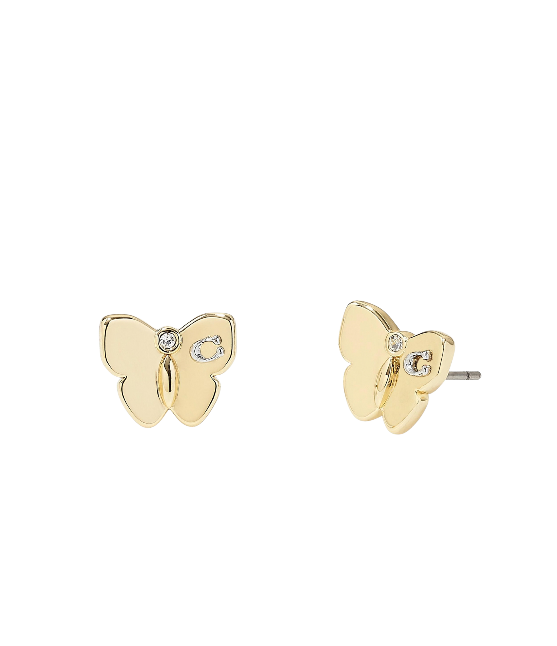37423839GLD-Signature Butterfly Stud Earrings-Shiny Gold