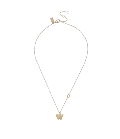 37425022GLD-Butterfly Pendant Necklace-Crystal/Rhodium