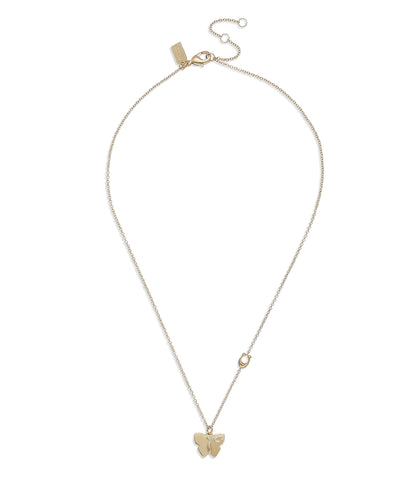 37425022GLD-Butterfly Pendant Necklace-Crystal/Rhodium