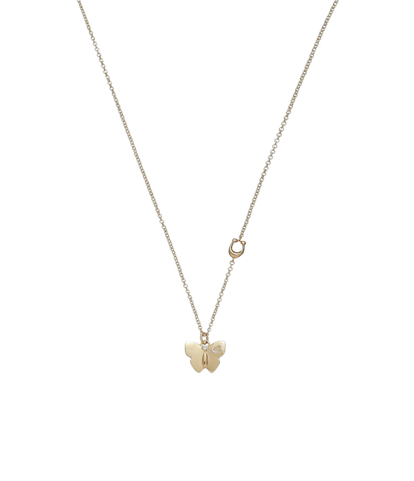 37425022GLD-Butterfly Pendant Necklace-Crystal/Rhodium