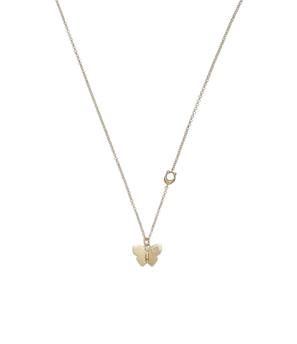 37425022GLD-Butterfly Pendant Necklace-Crystal/Rhodium