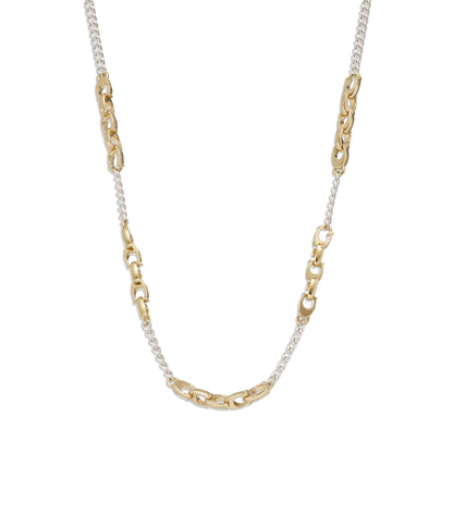 37426119TWO-Mixed Chain Necklace-SILVER/GOLD