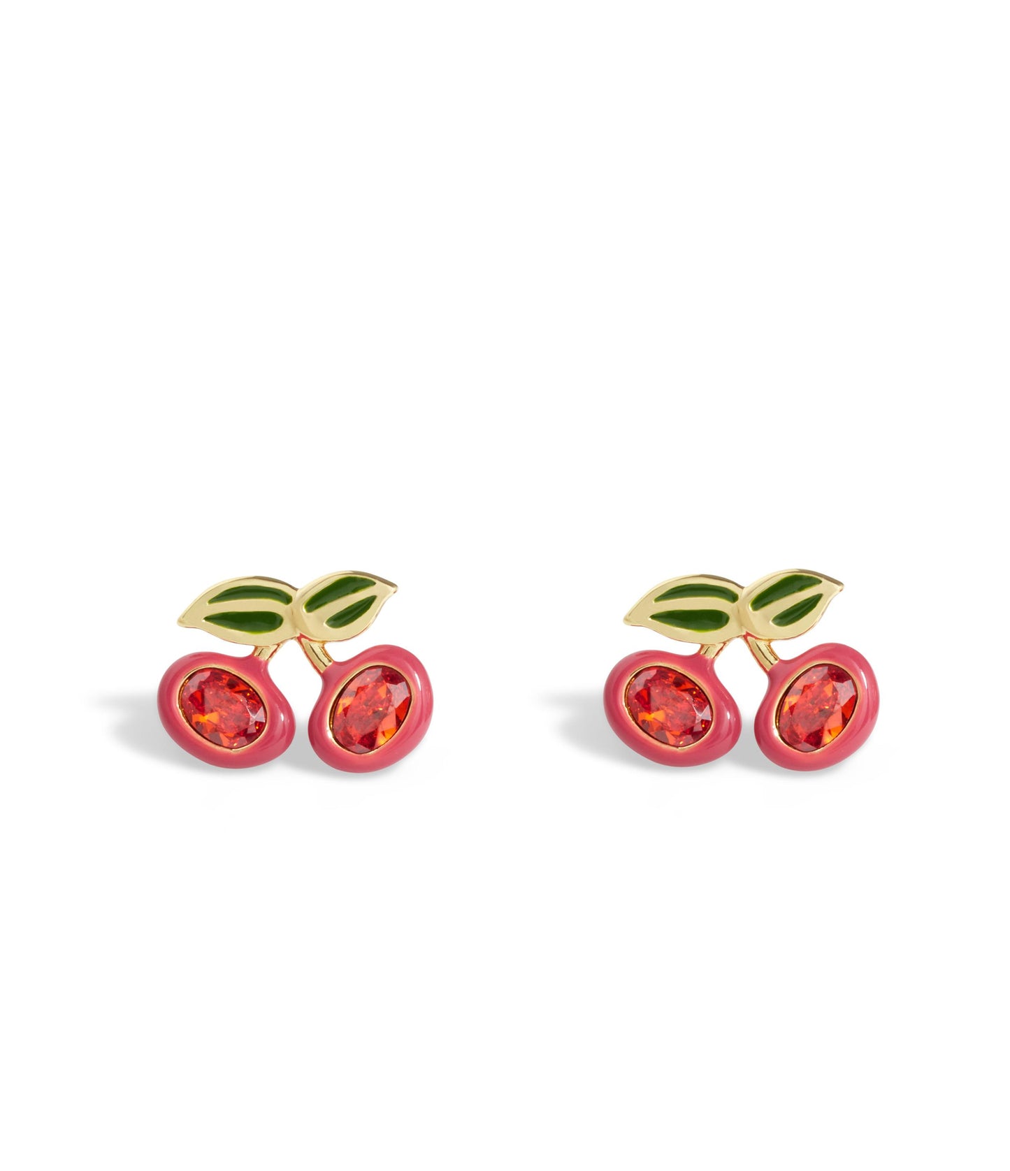 37429233GLD-Cherry Stud Earrings-Red/Gold
