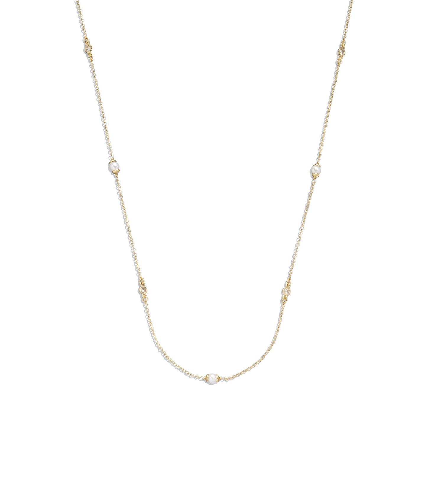 437814gld-pearl station necklace-pearl