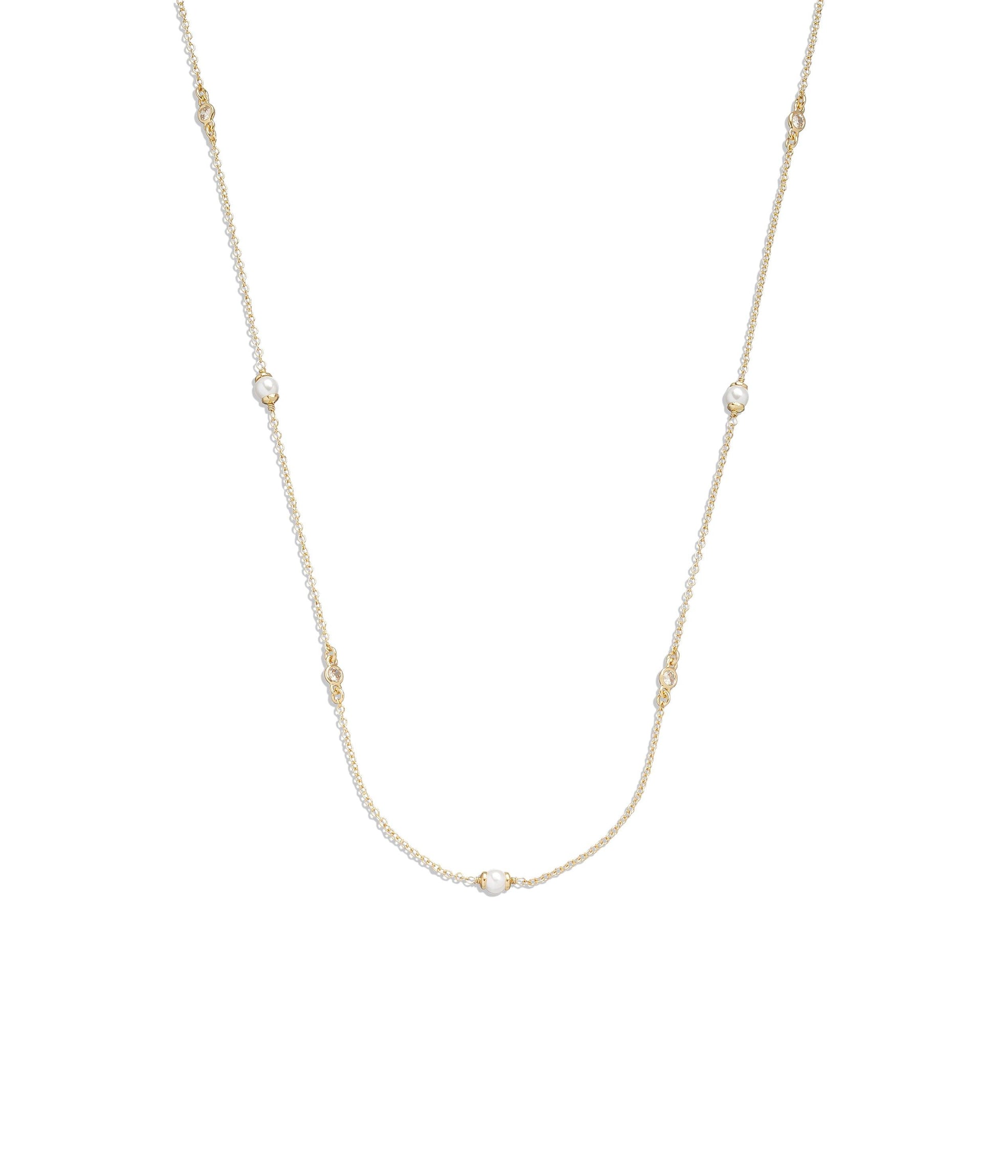 437814gld-pearl station necklace-pearl