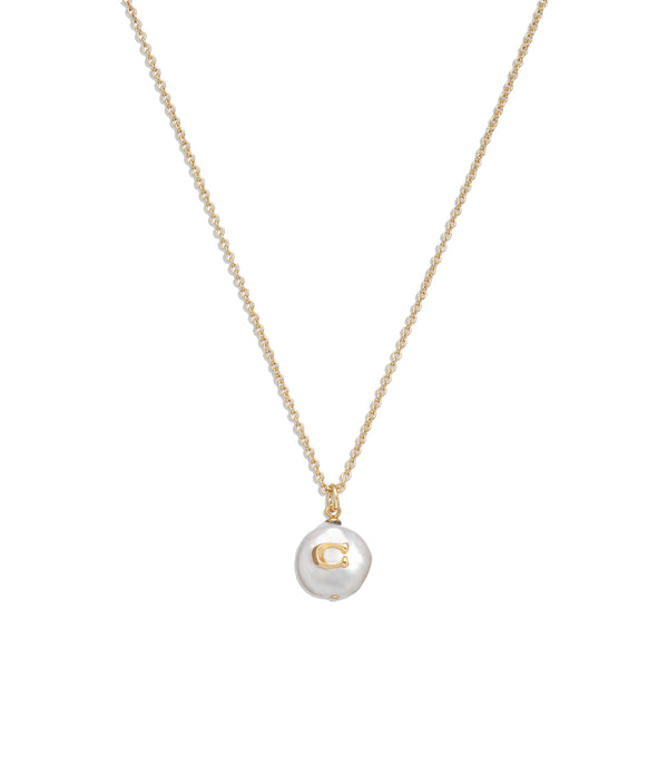 Signature Coin Pearl Pendant Necklace