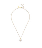 37440611GLD-Signature Coin Pearl Pendant Necklace-Pearl/Gold