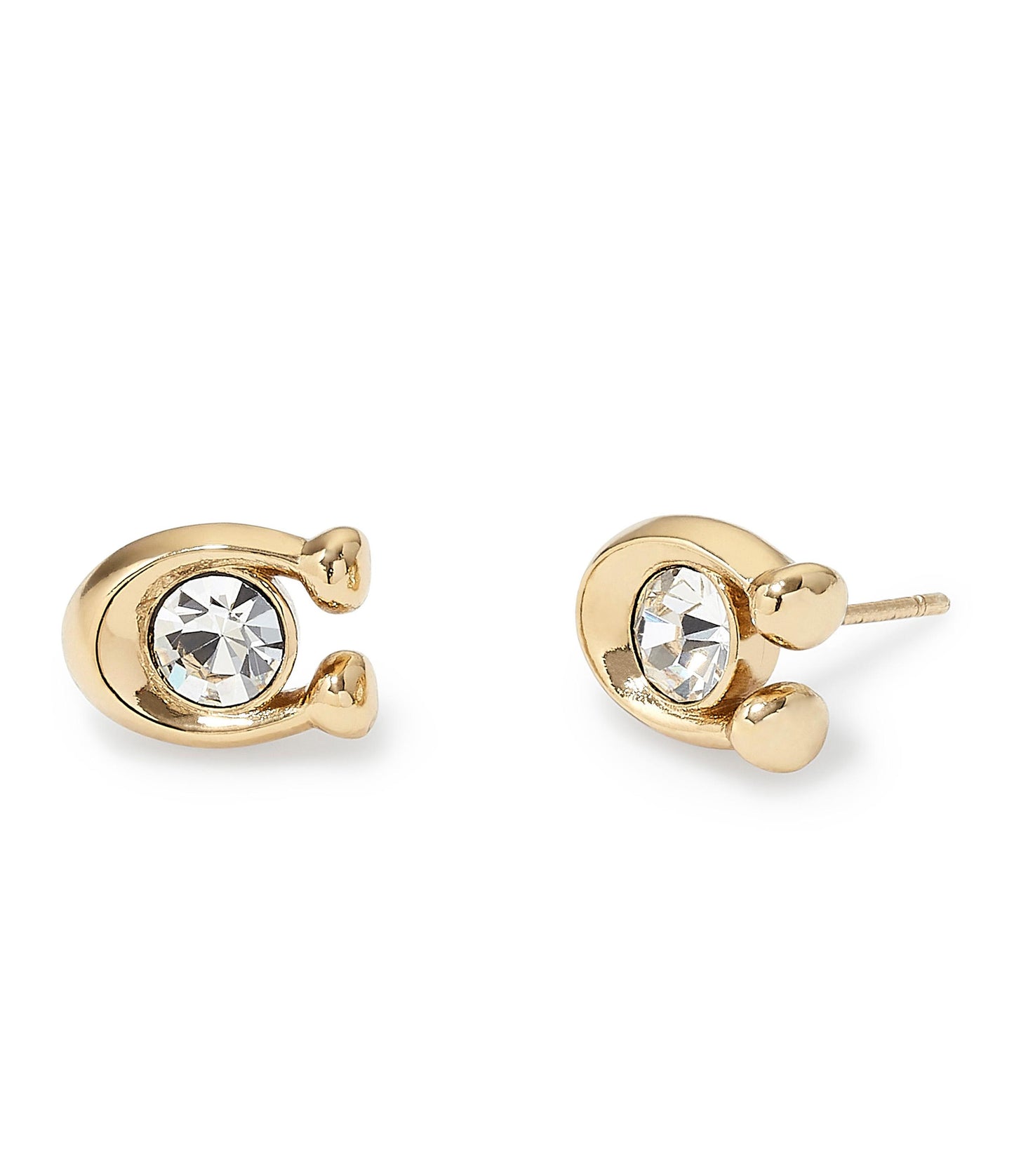 37440614GLD-Signature Stone Stud Earrings-Crystal/Gold