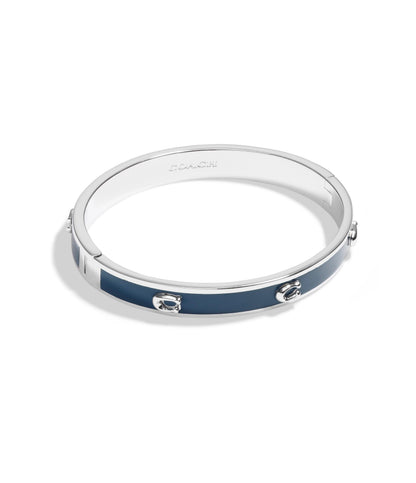 Signature Enamel Bangle Bracelet-448374RHO-Blue/Rhodium