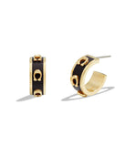 37448375GLD-Signature Enamel Hoop Earrings-Black/Gold