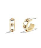 37448375GLD-Signature Enamel Hoop Earrings-White/Gold