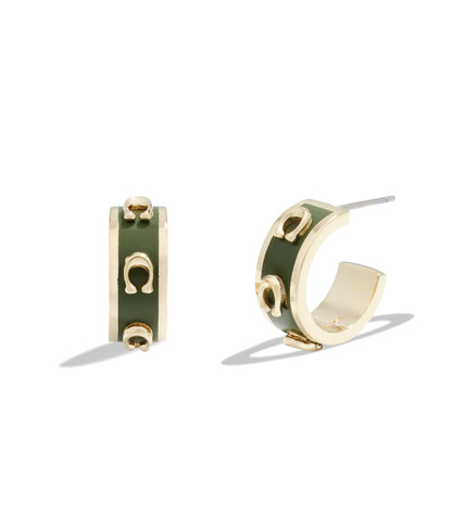 448375GLD-Signature Enamel Hoop Earrings-Green/Gold