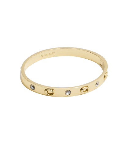 37455892GLD-Signature Stone Bangle Boxed Bracelet-Shiny Gold