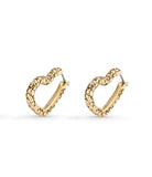 37460421GLD-Quilt Heart Hoop Earrings-Crystal