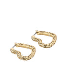 37460421GLD-Quilt Heart Hoop Earrings-Crystal