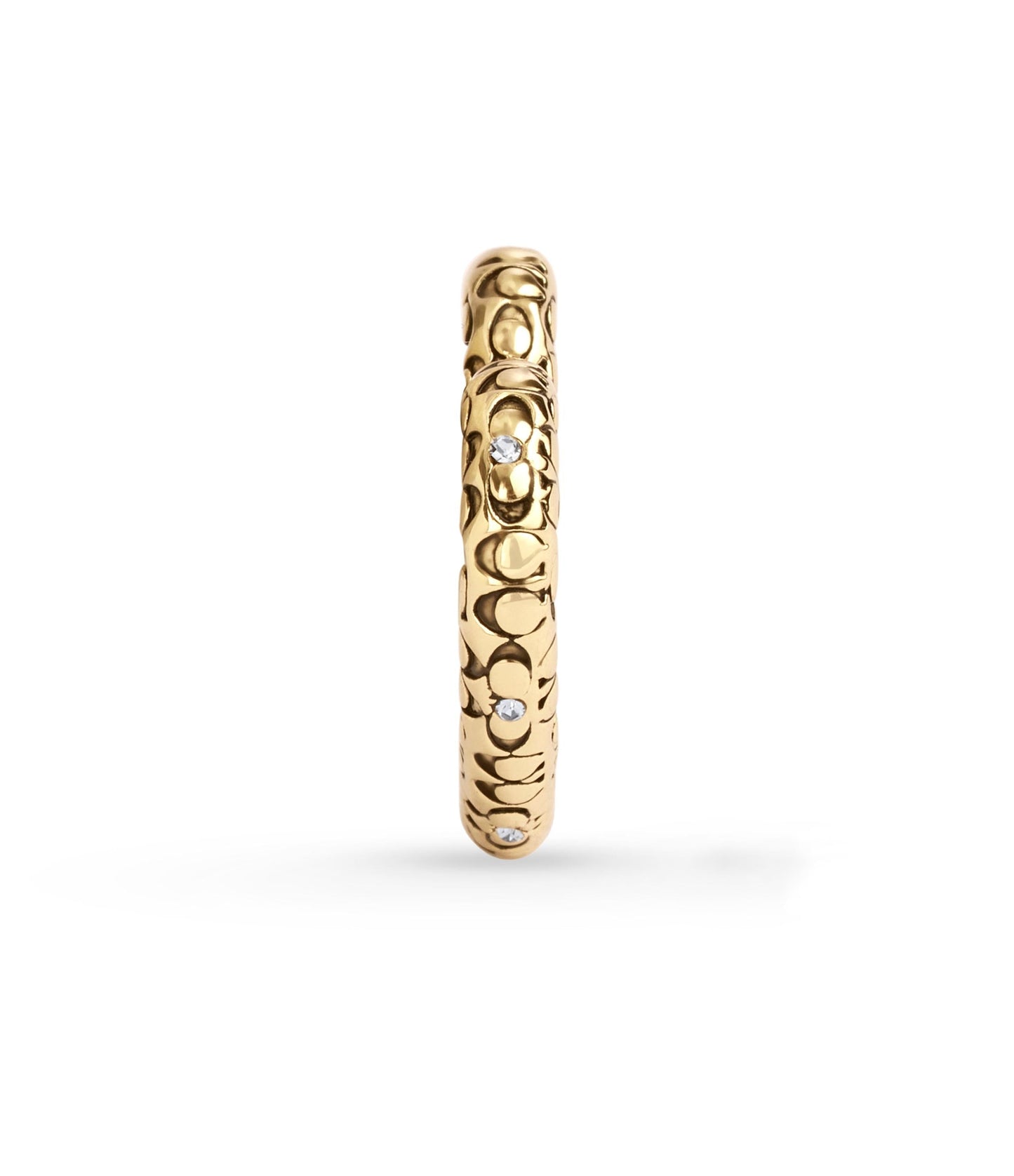 37460421GLD-Quilt Heart Hoop Earrings-Crystal