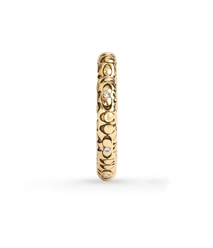 37460421GLD-Quilt Heart Hoop Earrings-Crystal