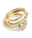 37460424GLD-Signature Quilted Heart Ring Set-Crystal