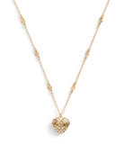 37460426GLD-Signature Quilted Heart Pendant Necklace-Crystal