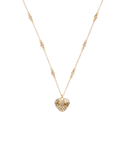 37460426GLD-Signature Quilted Heart Pendant Necklace-Crystal