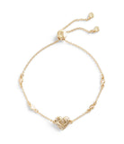 37460427GLD-Signature Quilted Heart Slider Bracelet-Crystal