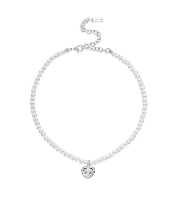 Stone Heart Pearl Choker Necklace