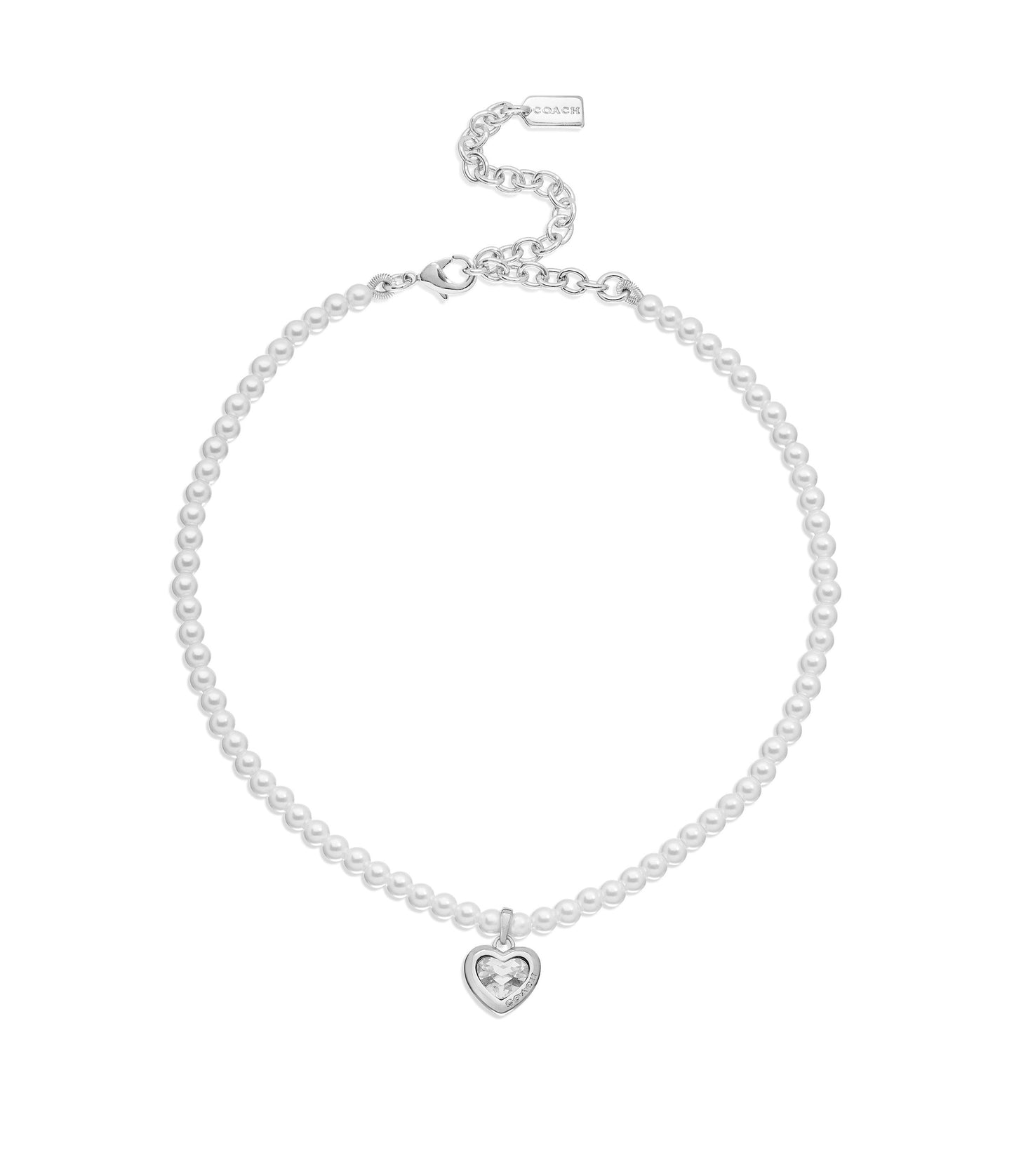 37460428RHO-Stone Heart Pearl Choker Necklace-Crystal