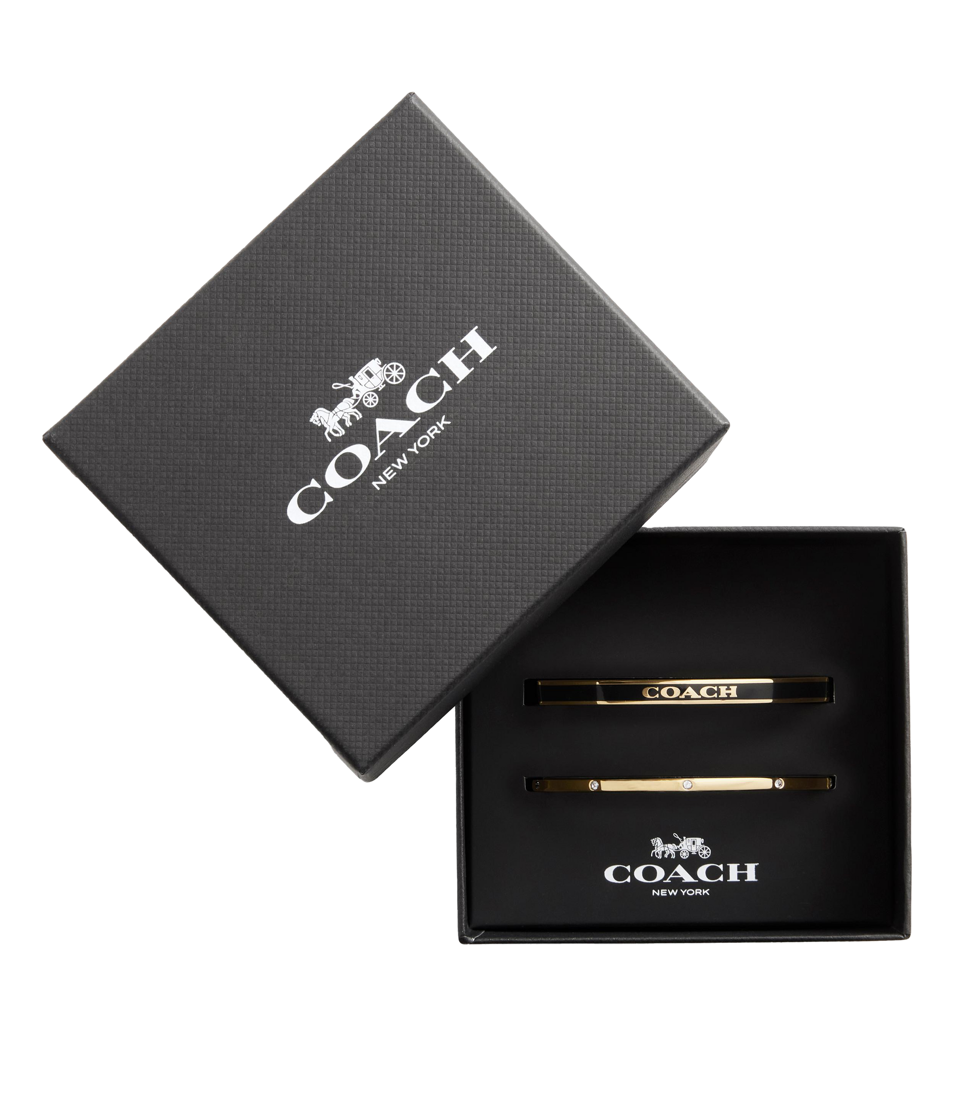 37463839GLD-Signature Duo Bangle Boxed Set-Black/Gold