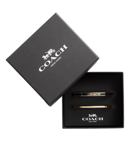 37463839GLD-Signature Duo Bangle Boxed Set-Black/Gold