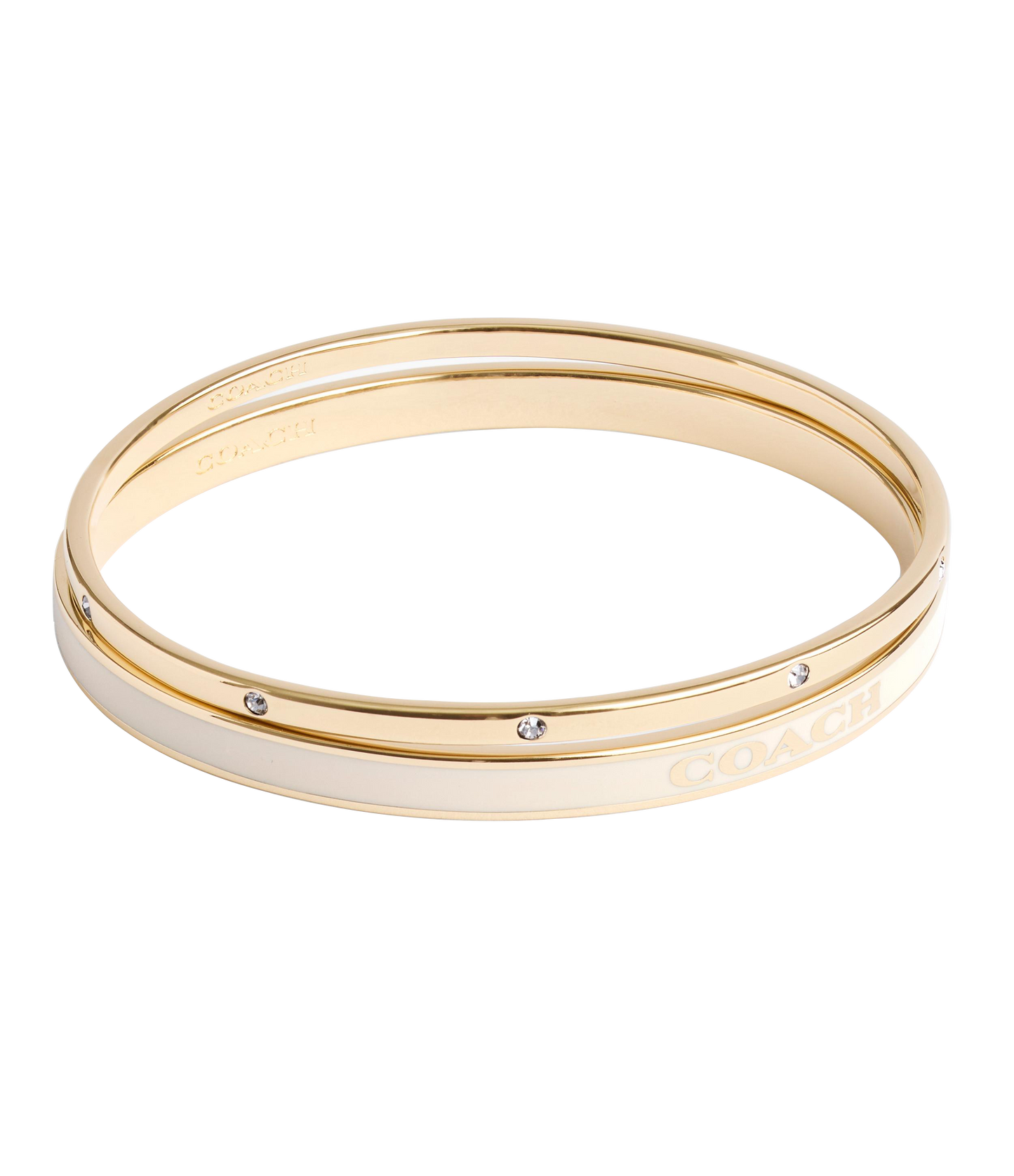 37463839GLD-Signature Duo Bangle Boxed Set-White/Gold