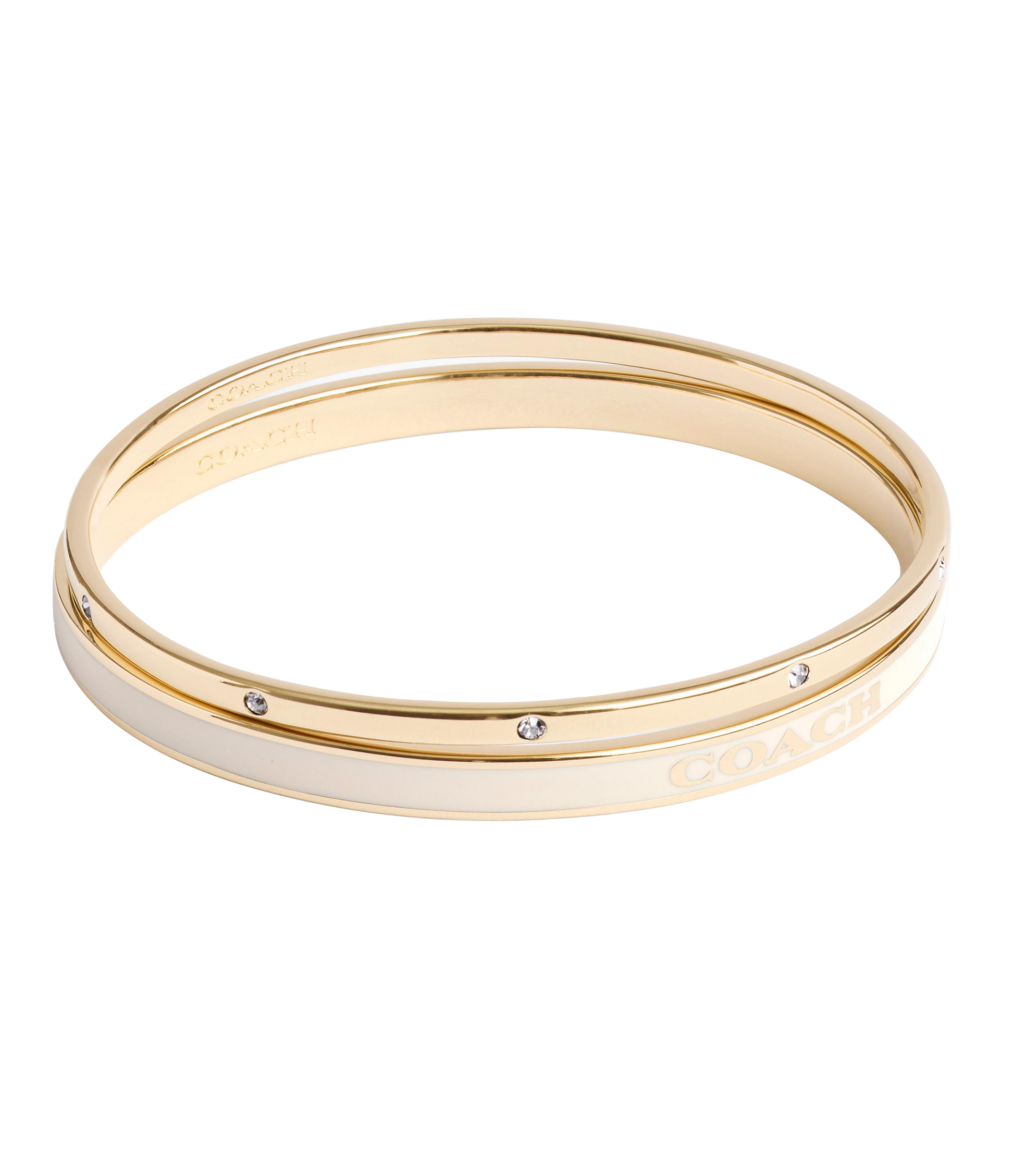 37463839GLD-Signature Duo Bangle Boxed Set-White/Gold