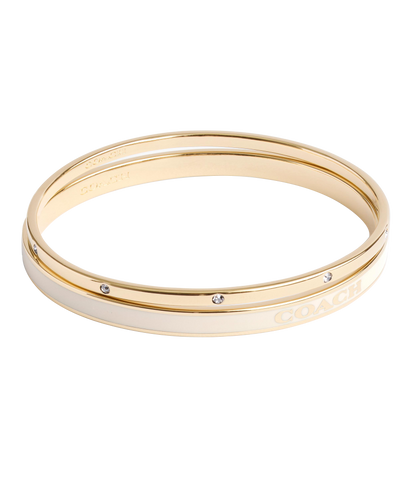 37463839GLD-Signature Duo Bangle Boxed Set-White/Gold
