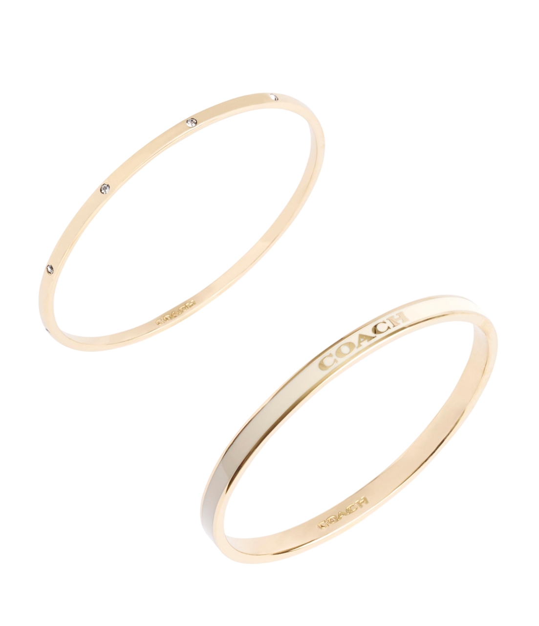 37463839GLD-Signature Duo Bangle Boxed Set-White/Gold
