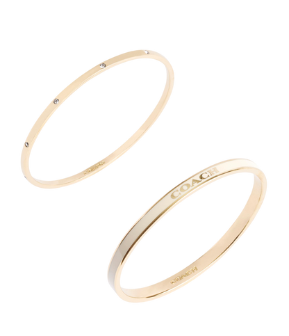 37463839GLD-Signature Duo Bangle Boxed Set-White/Gold