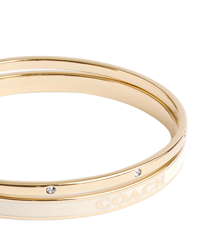 37463839GLD-Signature Duo Bangle Boxed Set-White/Gold